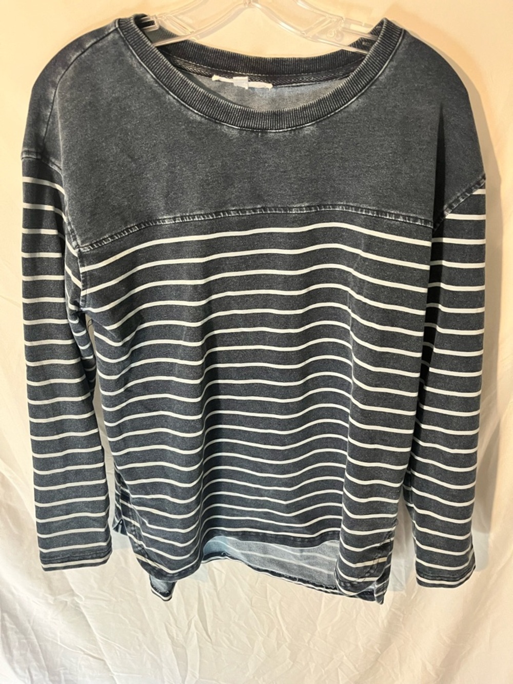 Women’s Jane and Delancey Striped Washed Navy Long-Sleeve Pullover